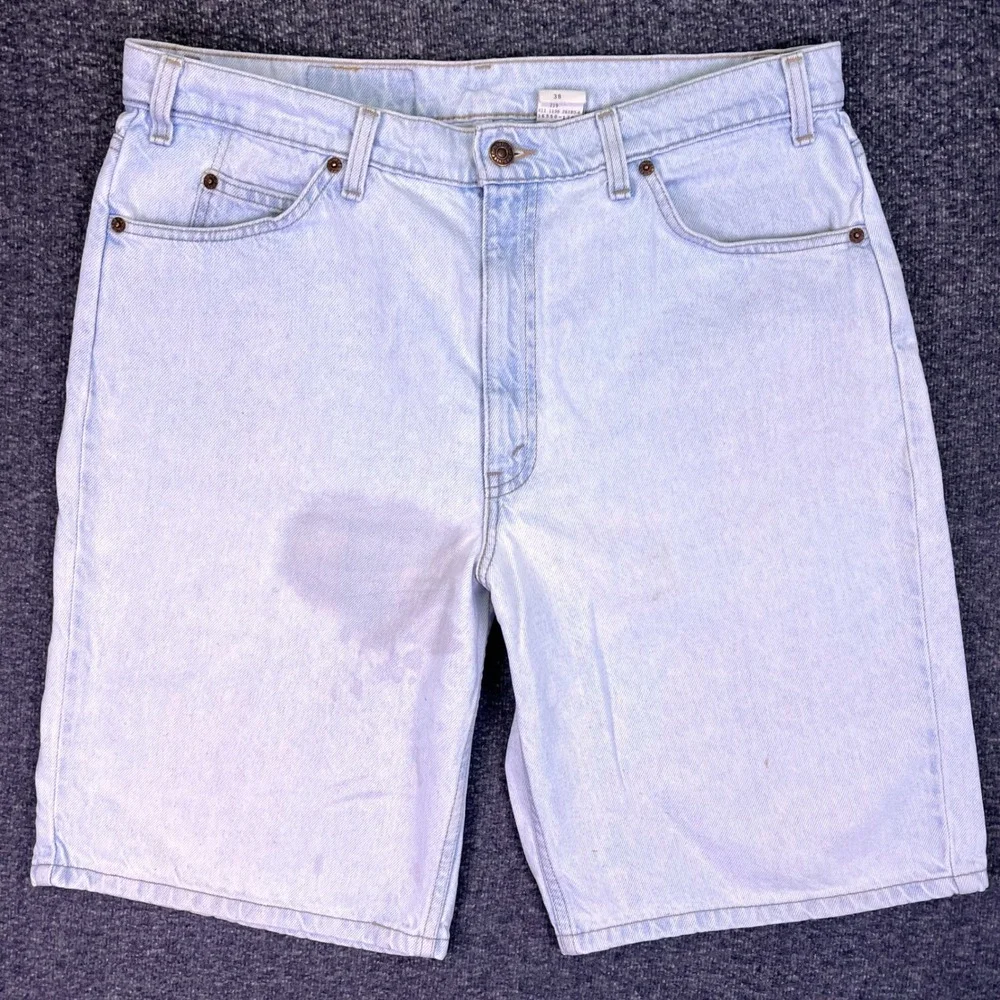 VTG 90s Levis 550 Denim Shorts Men 36 Light Blue Relaxed Jorts Orange Tab Casual